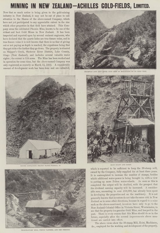 Advertisement, Mining in New Zealand, Achilles Gold-Fields by English School