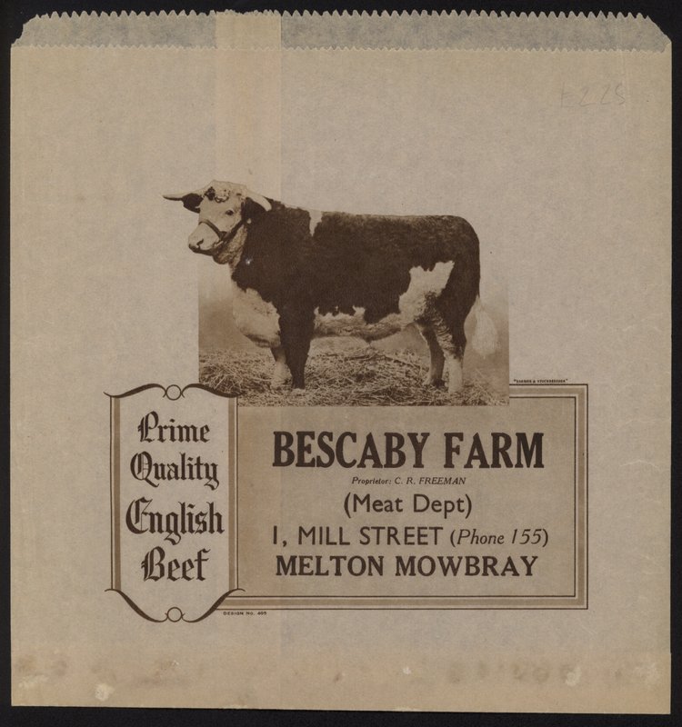 Advertisement for Bescaby Farm Beef by English School