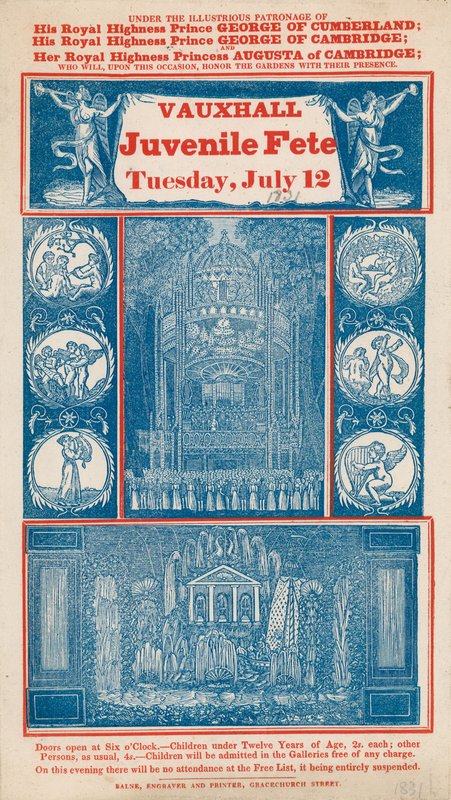Advertisement for Juvenile Fete at Vauxhall Gardens, London by English School