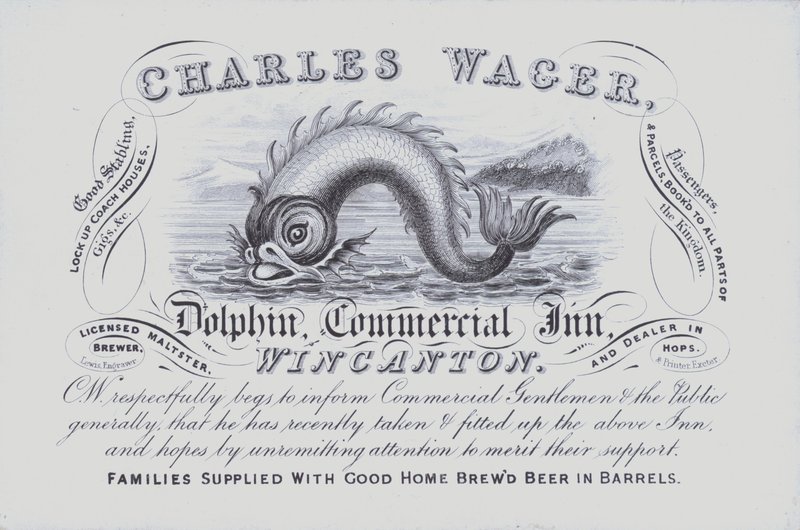 Advertisement for the Dolphin Inn, Wincanton, Somerset by English School