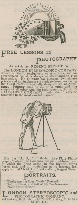 Advertisement for the London Stereoscopic and Photographic Company by English School