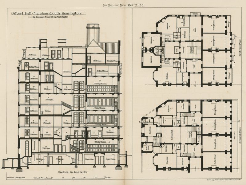 Albert Hall Mansions, South Kensington by English School