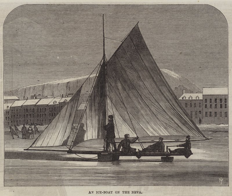 An Ice-Boat on the Neva by English School