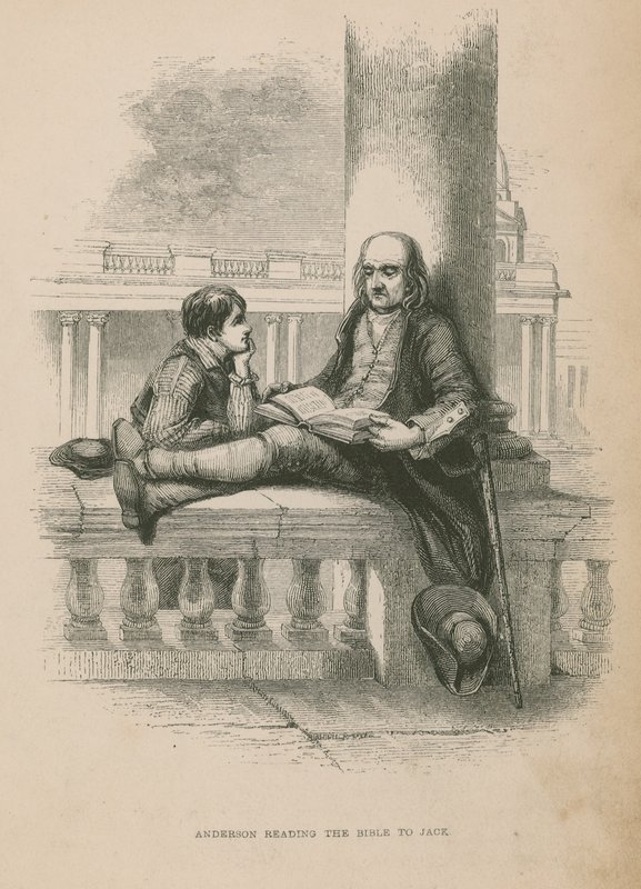 Anderson Reading the Bible to Jack; Illustration from Poor Jack by Frederick Marryat by English School