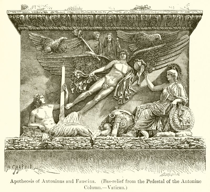 Apotheosis of Antoninus and Faustina (Bas-Relief from the Pedestal of the Antonine Column--Vatican) by English School