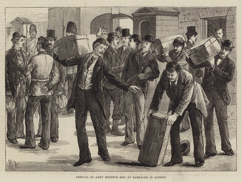 Arrival of Army Reserve Men at Barracks in London by English School