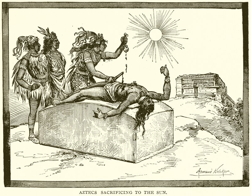 Aztecs Sacrificing to the Sun by English School