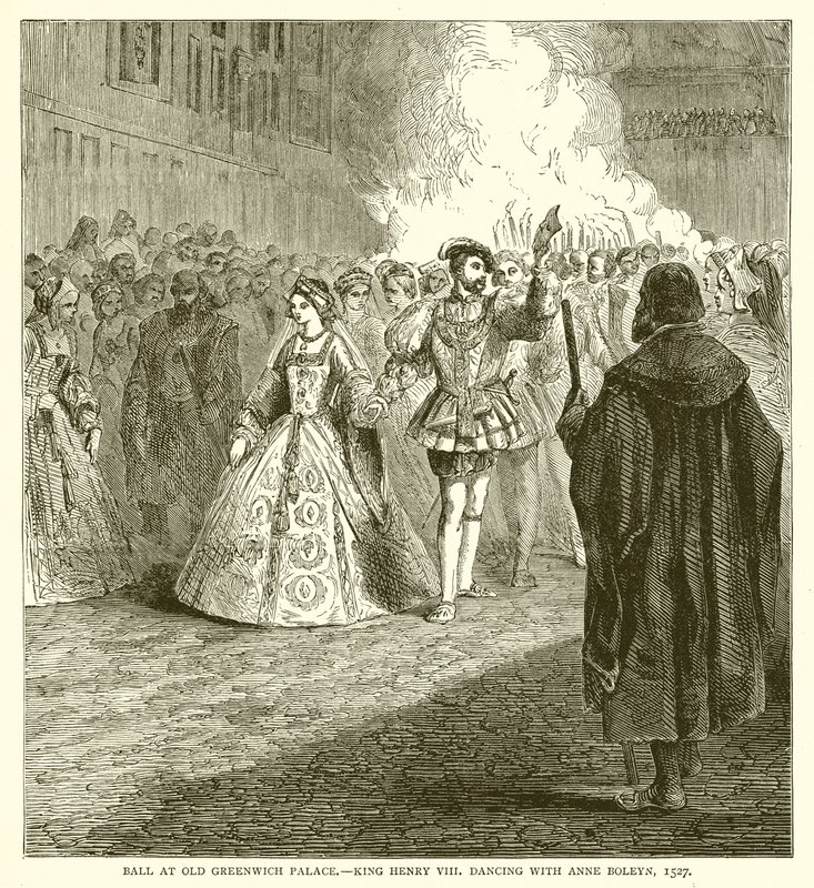 Ball at Old Greenwich Palace. King Henry VIII dancing with Anne Boleyn, 1527 by English School