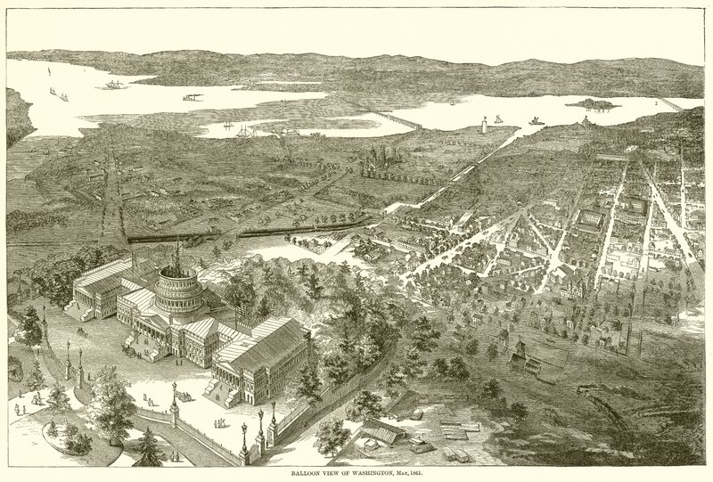 Balloon View of Washington, May, 1861 by English School