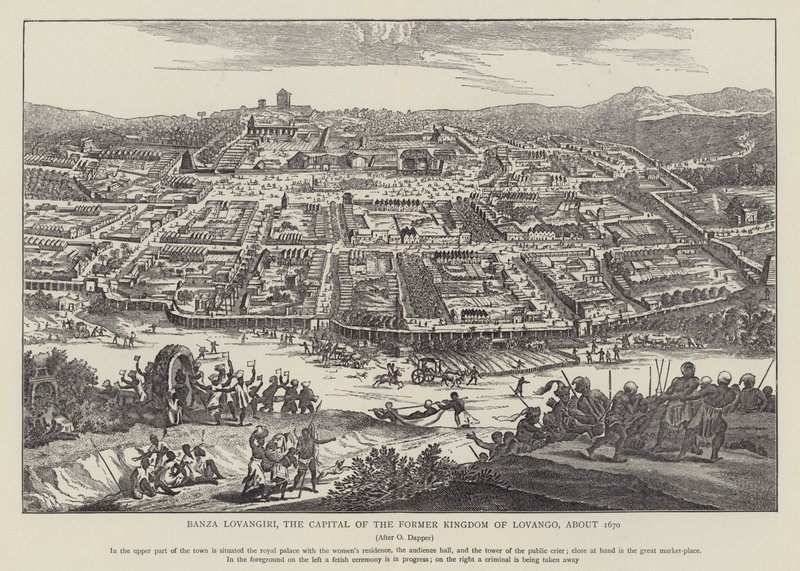 Banza Lovangiri, the Capital of the Former Kingdom of Lovango, about 1670 by English School
