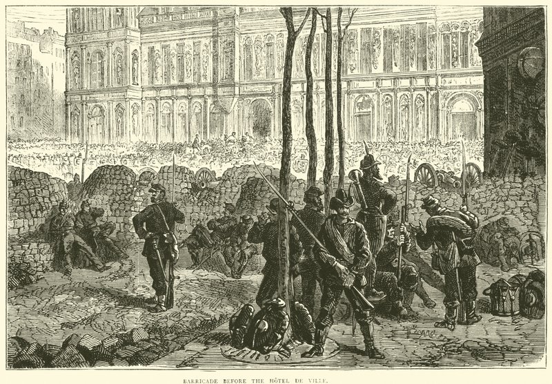 Barricade before the Hotel de Ville, March 1871 by English School
