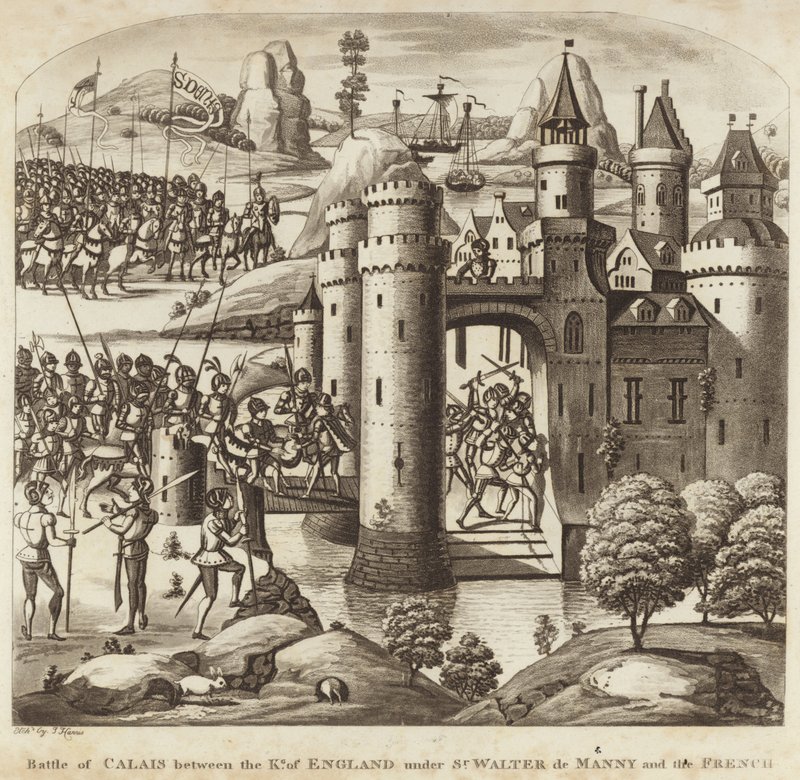 Battle of Calais between the King of England under Sir Walter Manny and the French by English School