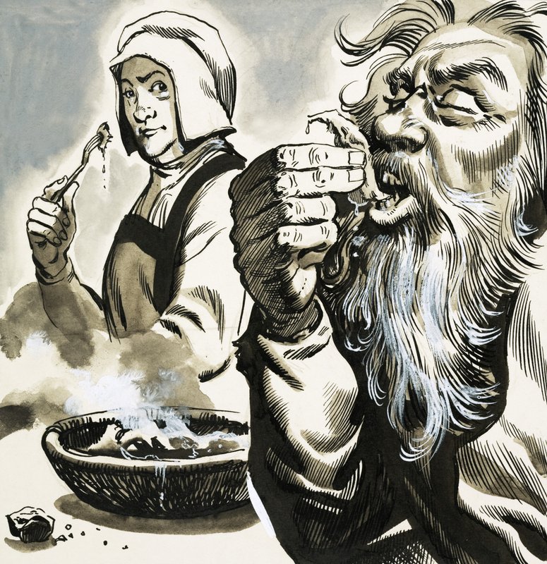 Bearded Man Eating by English School