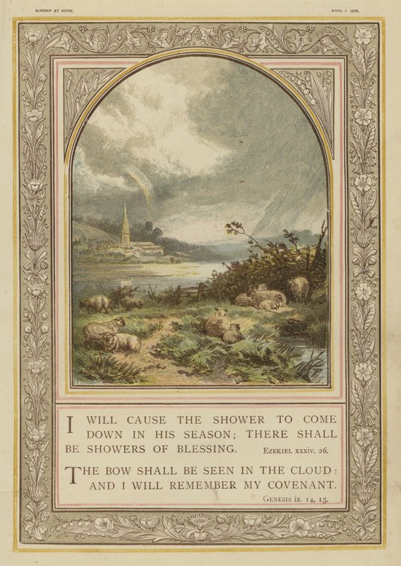 Bible, rain showers and rainbows, Ezekiel, Genesis by English School