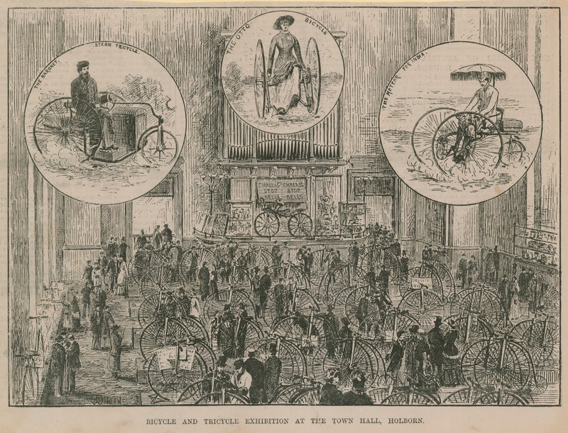 Bicycle and Tricycle Exhibition at the Town Hall, Holborn by English School