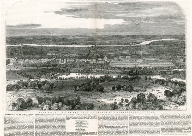 Birdseye View of the Crystal Palace and Surrounding Country, Great Exhibition, 1851 by English School