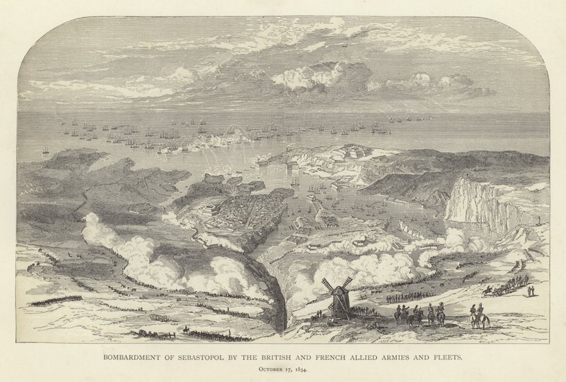 Bombardment of Sebastopol by the British and French Allied Armies and Fleets, 17 October 1854 by English School