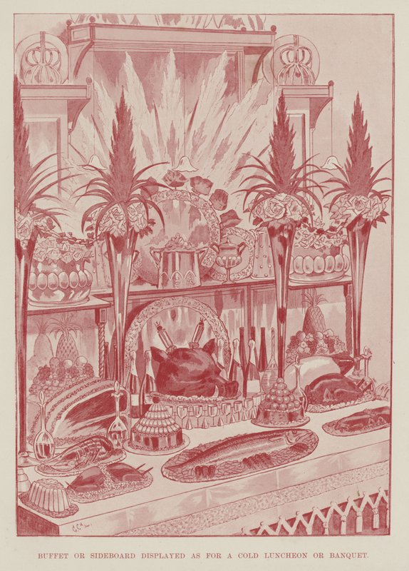 Buffet or Sideboard Displayed as for a Cold Luncheon or Banquet by English School