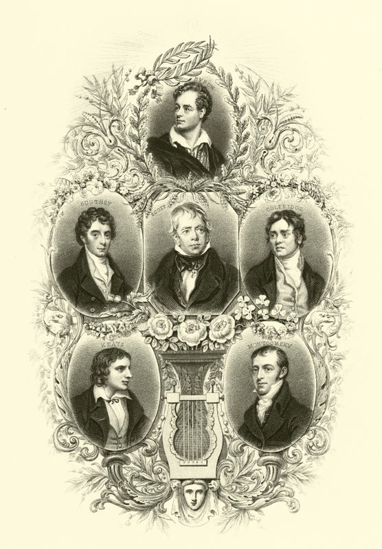 Byron, Southey, Scott, Coleridge, Keats, Montgomery by English School