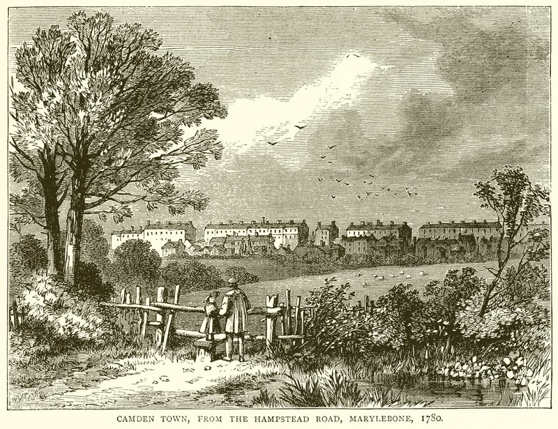 Camden Town, from the Hampstead Road, Marylebone, 1780 by English School