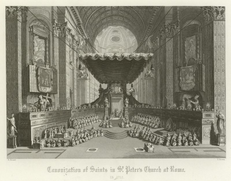 Canonisation of Saints in St Peters Church, Rome, 1712 by English School