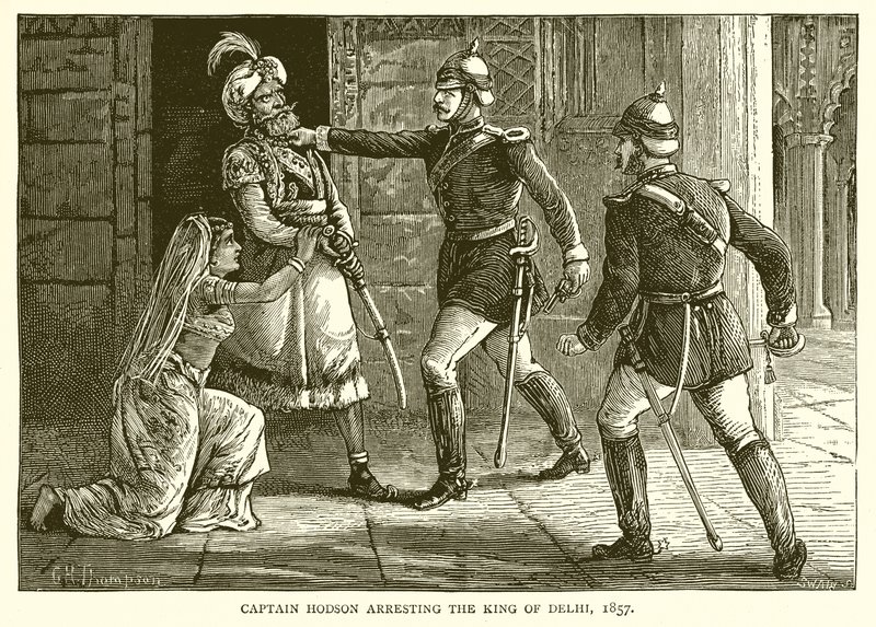 Captain Hodson arresting the King of Delhi, 1857 by English School