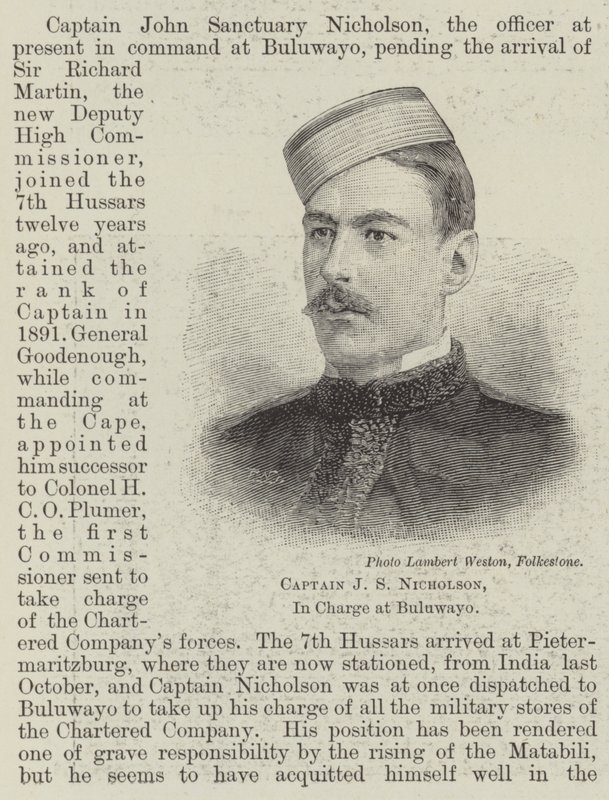 Captain J S Nicholson, In Charge at Buluwayo by English School