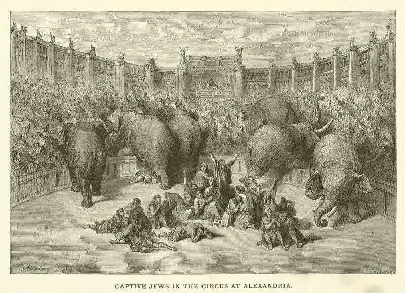 Captive Jews in the Circus at Alexandria (engraving) by English School