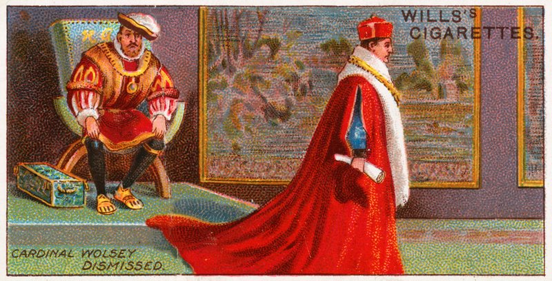 Cardinal Wolsey being dismissed by king Henry VIII by English School