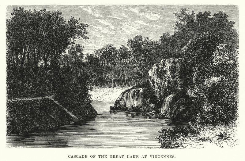 Cascade of the Great Lake at Vincennes (engraving) by English School