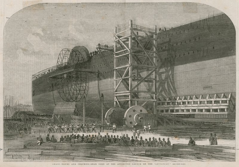Chain drums and checking gear used at the attempted launch of the Leviathan by English School