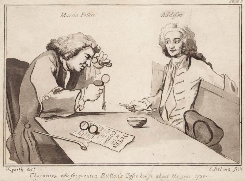 Characters who frequented Buttons Coffee House about the year 1720: Martin Folkes, Addison by English School