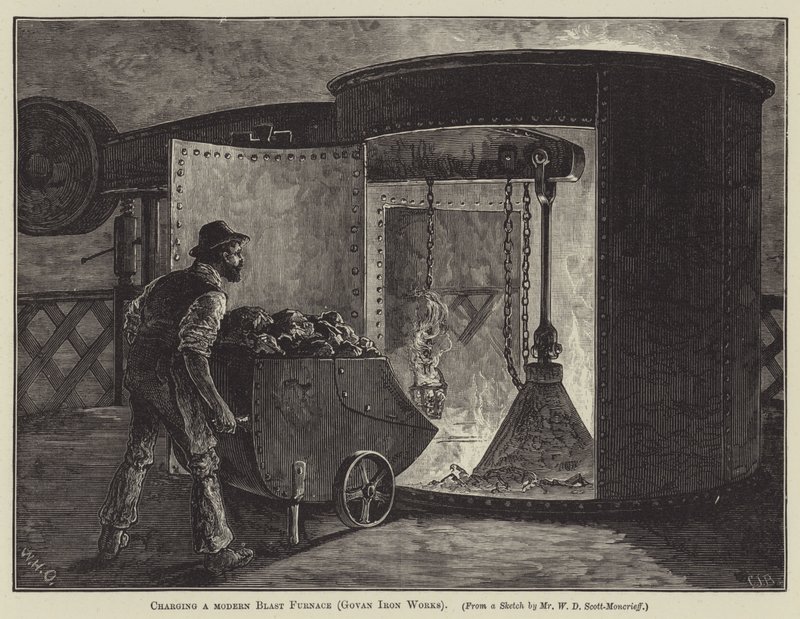 Charging a Modern Blast Furnace (Govan Iron Works) by English School