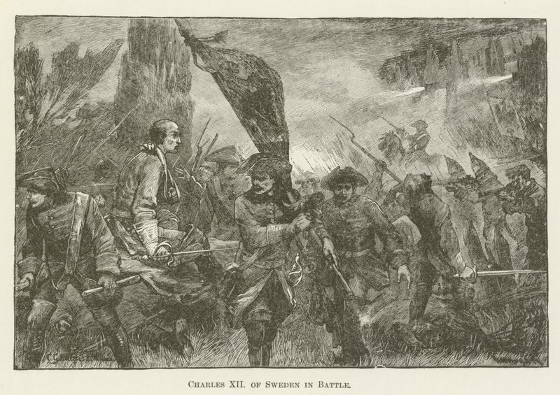 Charles XII of Sweden in Battle by English School