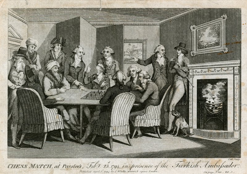 Chess Match at Parsloes, 23 February 1794, in the Presence of the Turkish Ambassador by English School
