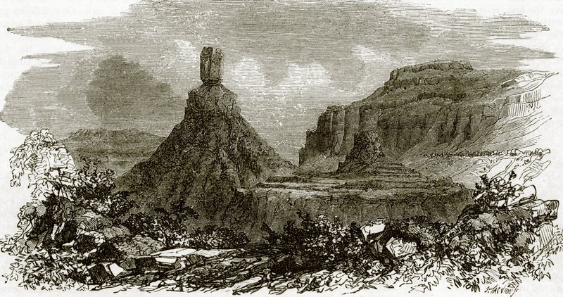 Chimney rocks, on the banks of the Columbia river by English School