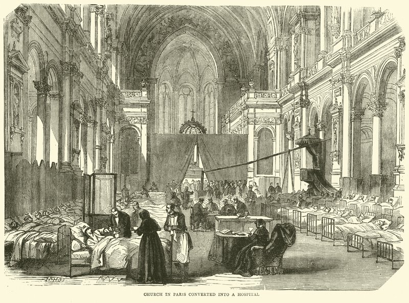 Church in Paris Converted into a Hospital, November 1870 by English School