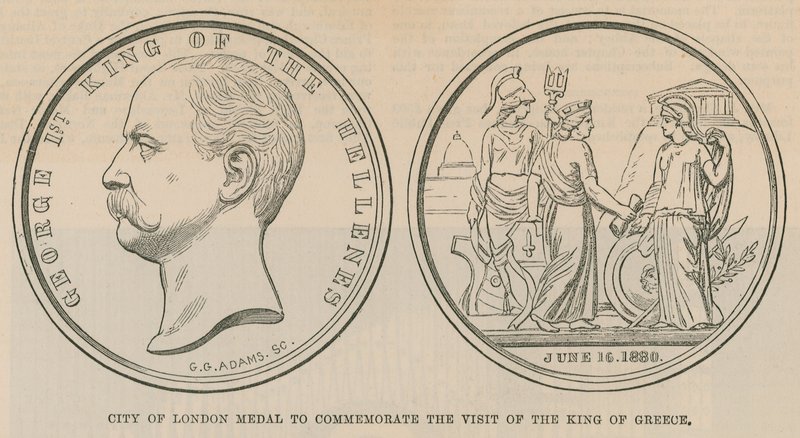 City of London Medal to Commemorate the Visit of the King of Greece in June 1880 by English School