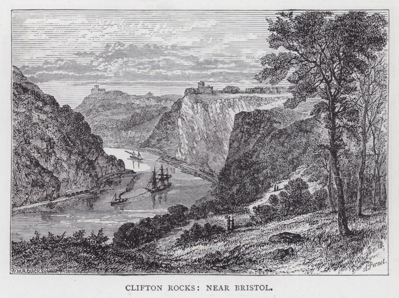 Clifton Rocks, near Bristol (engraving) by English School