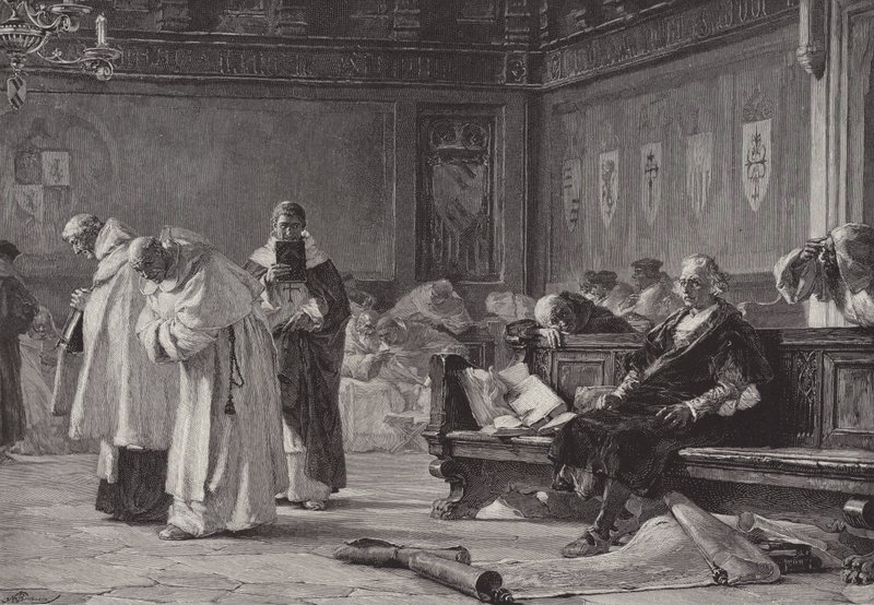 Columbus before the Council of Salamanca by English School