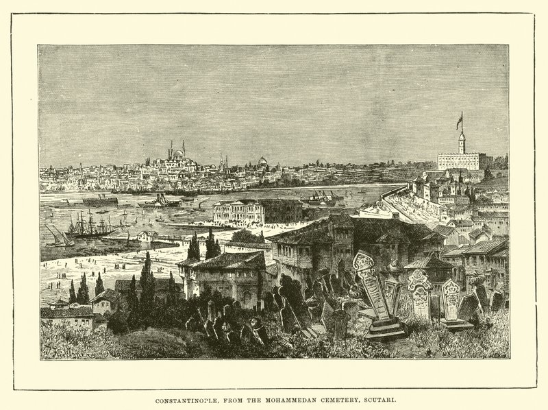 Constantinople from the Mohammedan Cemetery, Scutari by English School