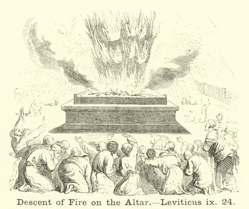 Descent of Fire on the Altar, Leviticus 9:24 by English School