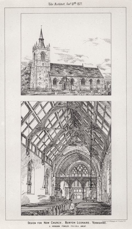 Design for New Church, Burton Leonard, Yorkshire by English School