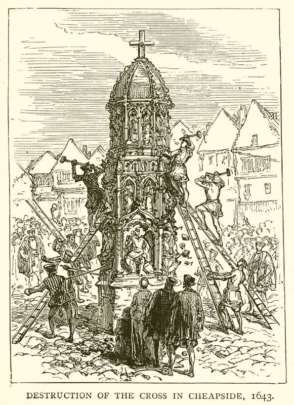 Destruction of the Cross in Cheapside, 1643 by English School