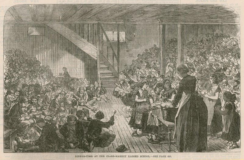 Dinner time at the Clare Market ragged School, Christmas 1869 by English School
