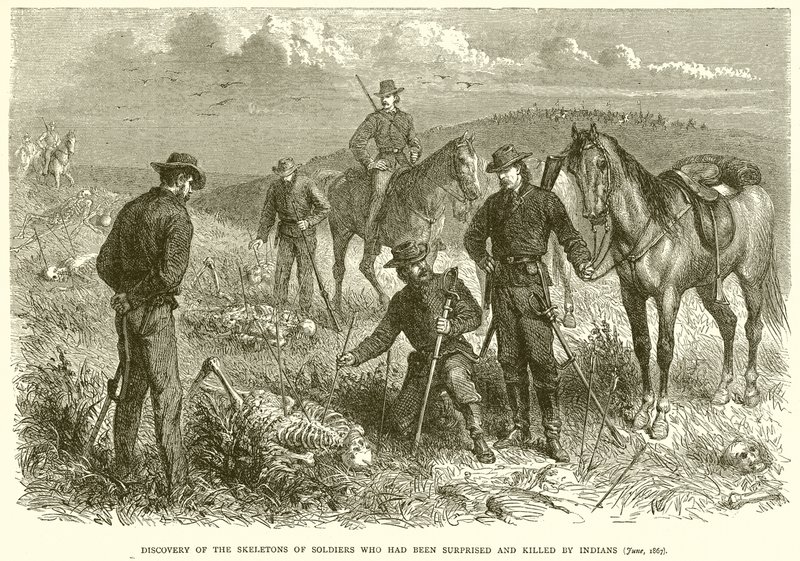 Discovery of the Skeletons of Soldiers Who Had Been Surprised and Killed by Indians (June, 1867) by English School