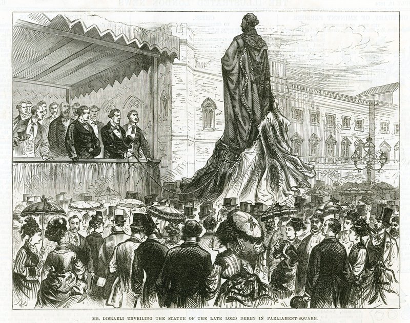 Disraeli Unveiling the Statue of the Late Lord Derby in Parliament Square, Westminster by English School