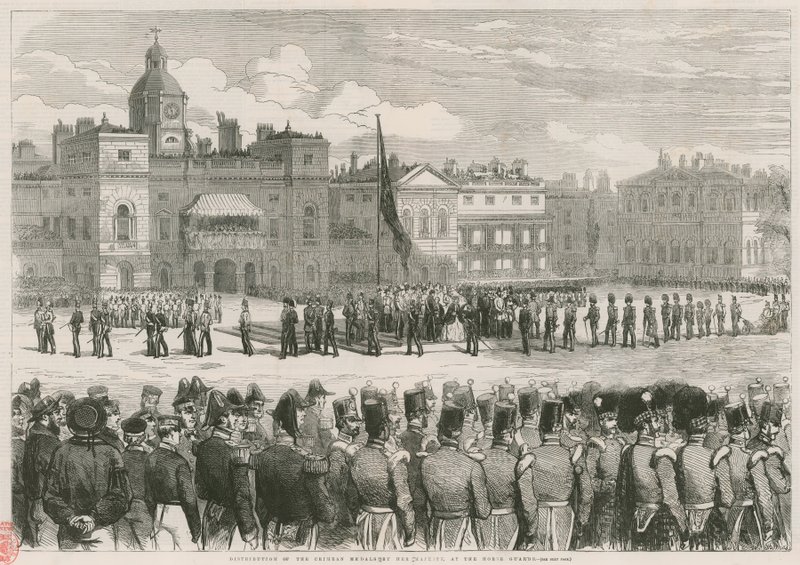 Distribution of the Crimean Medals by Her Majesty at the Horse Guards by English School