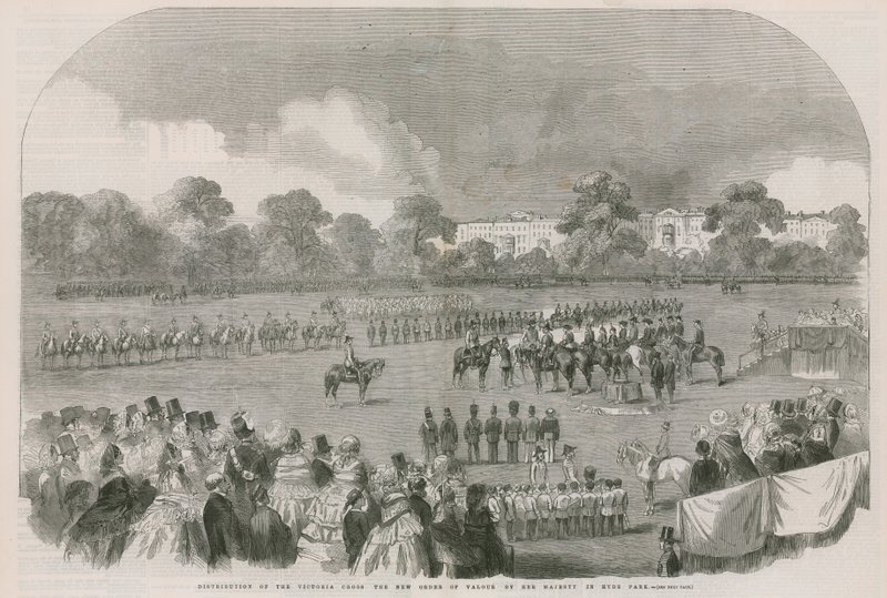 Distribution of the Victoria Cross, the New Order of Valour, by Her Majesty in Hyde Park by English School