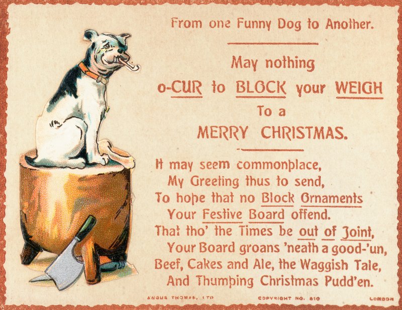 Dog Sitting on Chopping Block by English School